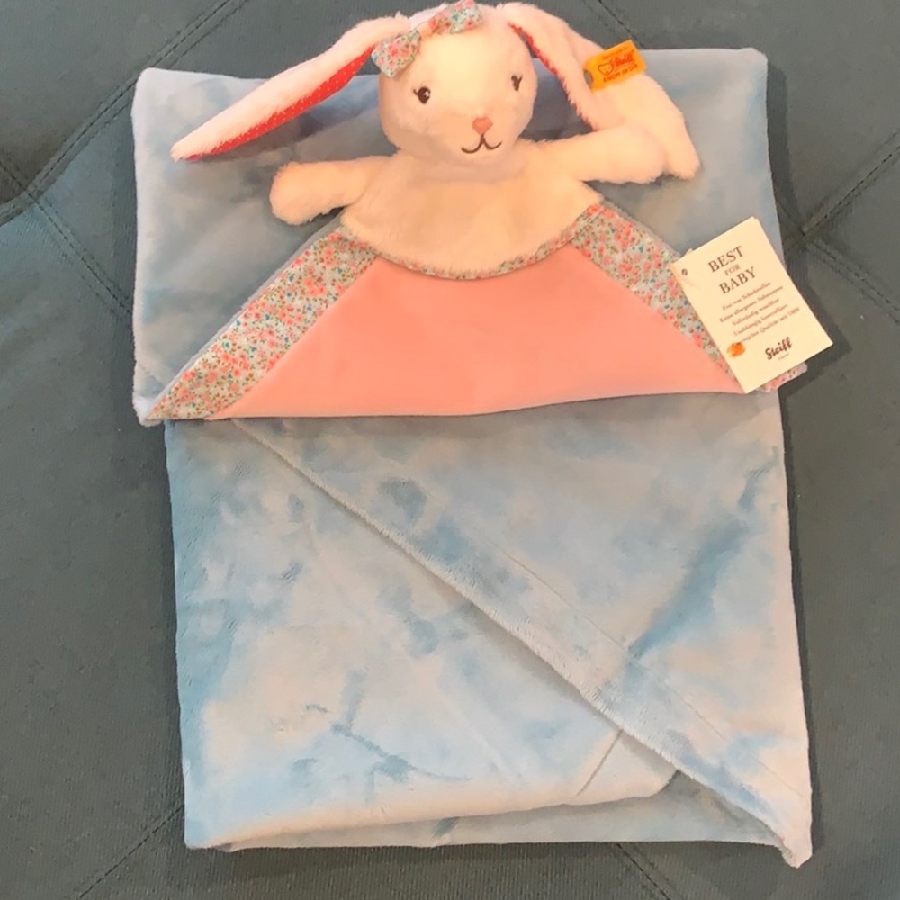 Steiff Rabbit baby blanket NWT